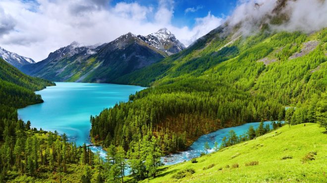 Hill Lake Mountain Tree Nature Landscape Forest Photo Full Screen