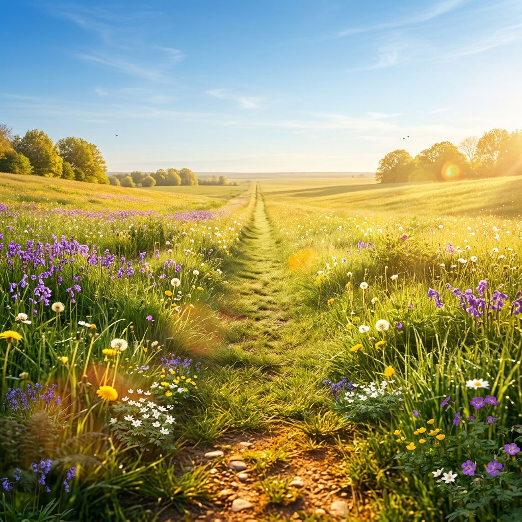 Forest path surrounded by tall trees with light at the end